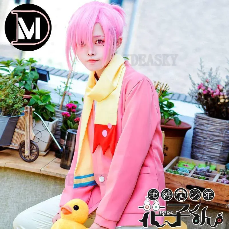 Mitsuba Sousuke Anime Jibaku Shounen Toilet Bound Hanako Kun Cosplay Costume Pink Wig Shoes Camera PropsUniform MN5