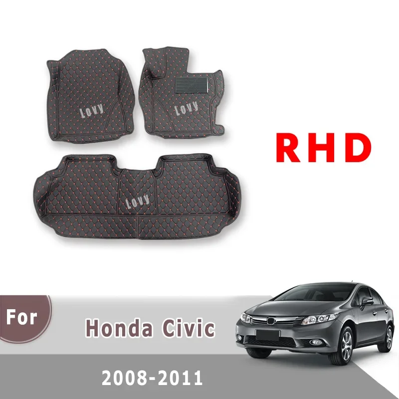 

Ковры RHD для Honda Civic 2011 2010 2009 2008, автомобильные коврики, аксессуары для интерьера, пользовательские подушечки для ног, замена автомобиля