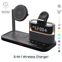 Wireless Charger Fast MagSafe Air Pods Apple iWatch Phone Holder Alarm Clock For iPhone Qi2 sound RGB Night Light Bedroom Office