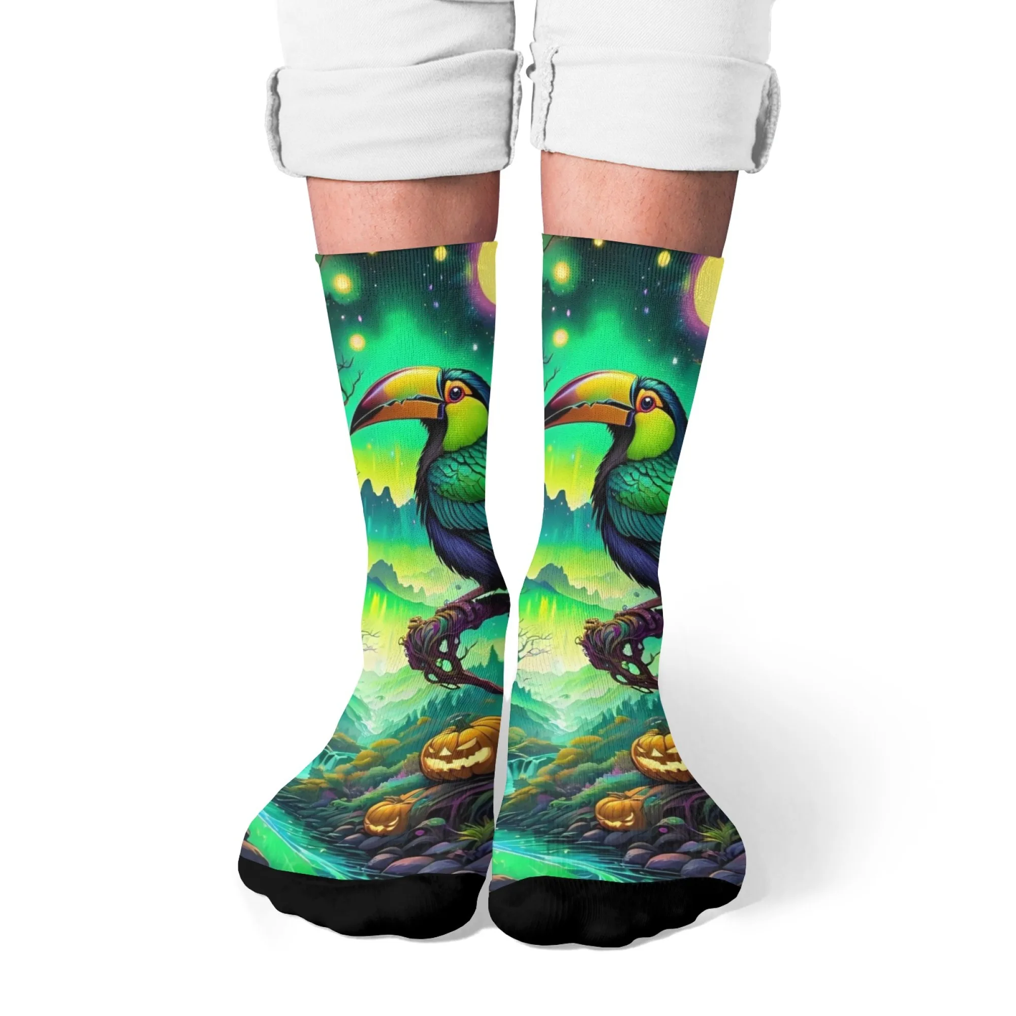 

Фэнтези-тукан, новинка, забавные носки, тема Хэллоуина, носки с мультяшным принтом, ретро-стиль в стиле хип-хоп, унисекс, удобные теплые модные носки