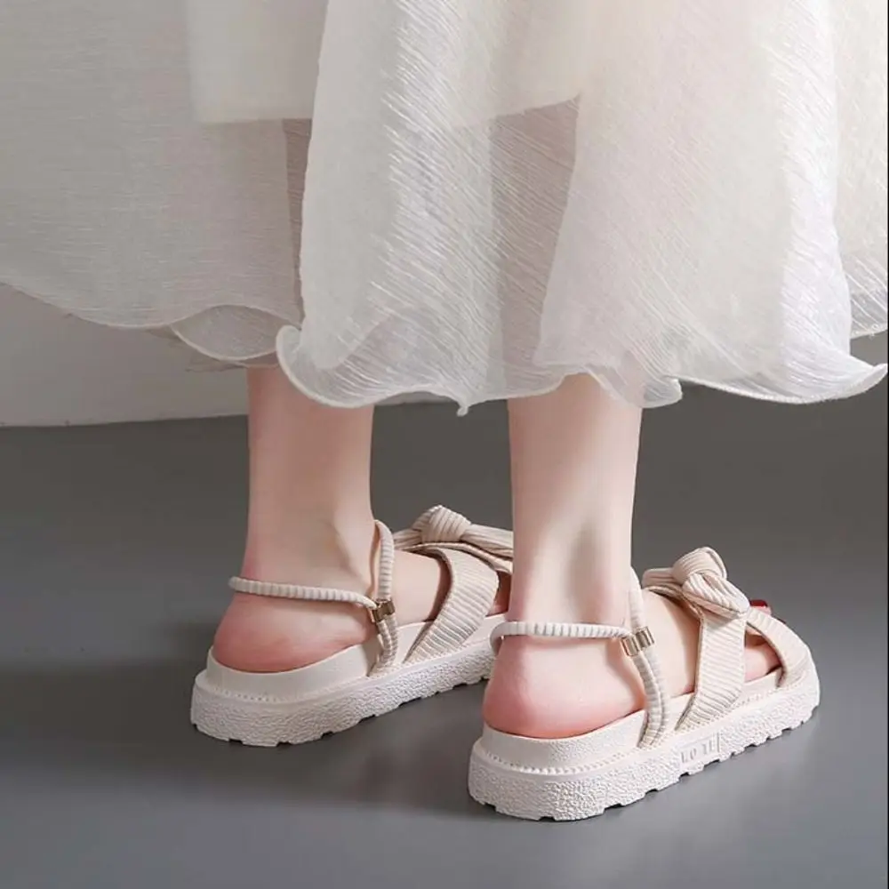 

Casual 2 in 1 Thick Soled Sandals Summer Open Toe Bowknot Slippers Elegant Women Shoes Beach Slippers Girls