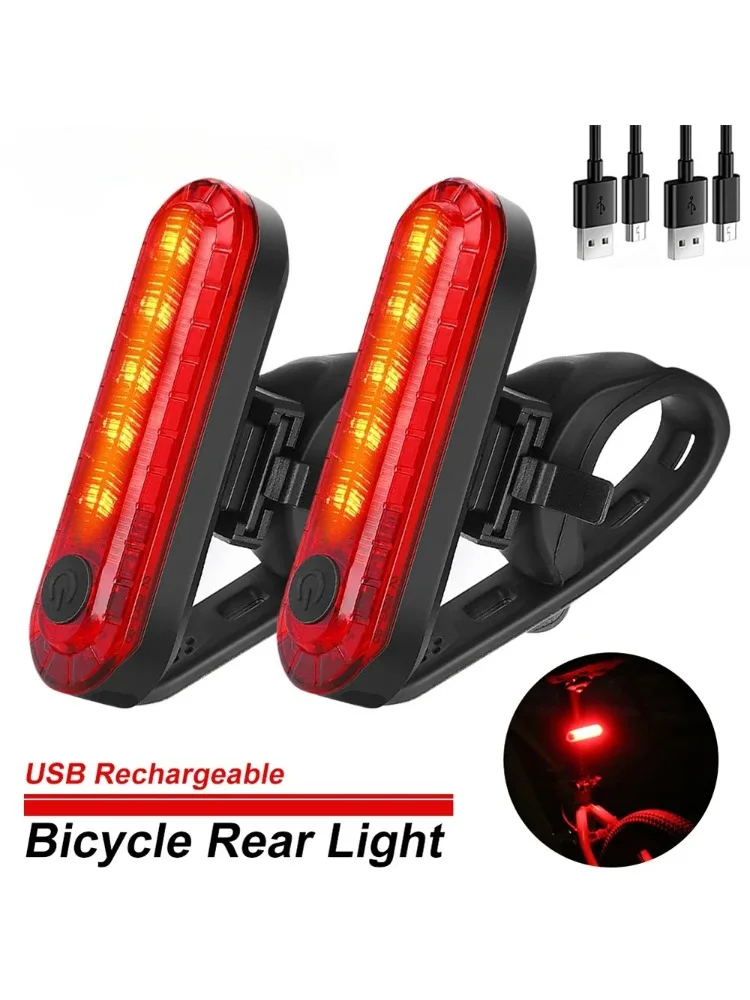 AliExpress Htomaza 2PCS Bike Tail Lights USB Rechargeable Cycling Rear Light Waterproof Night Riding Safety Warning Taillight Bicycle Accessories