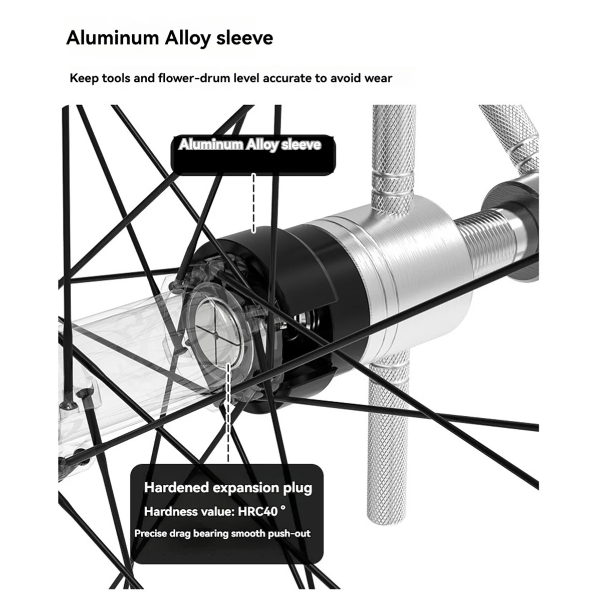 

T34C Bicycle Hub Bearing Removal Kit Stainless Steel Tool Set for Bike Bearings Installation Tool