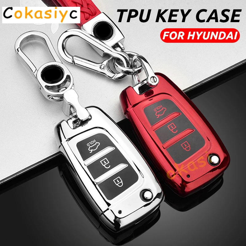 Soft TPU Car Remote Key Case Cover Shell For Hyundai Elantra Solaris 2017 Santa Fe Verna Tucson i35 i40 Genesis Auto Accessories