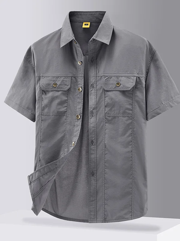 Quick-drying Ultra-light Breathable Short-sleeved Shirt 2026 Summer New Thin Tooling Outdoor Men's Casual Shirt