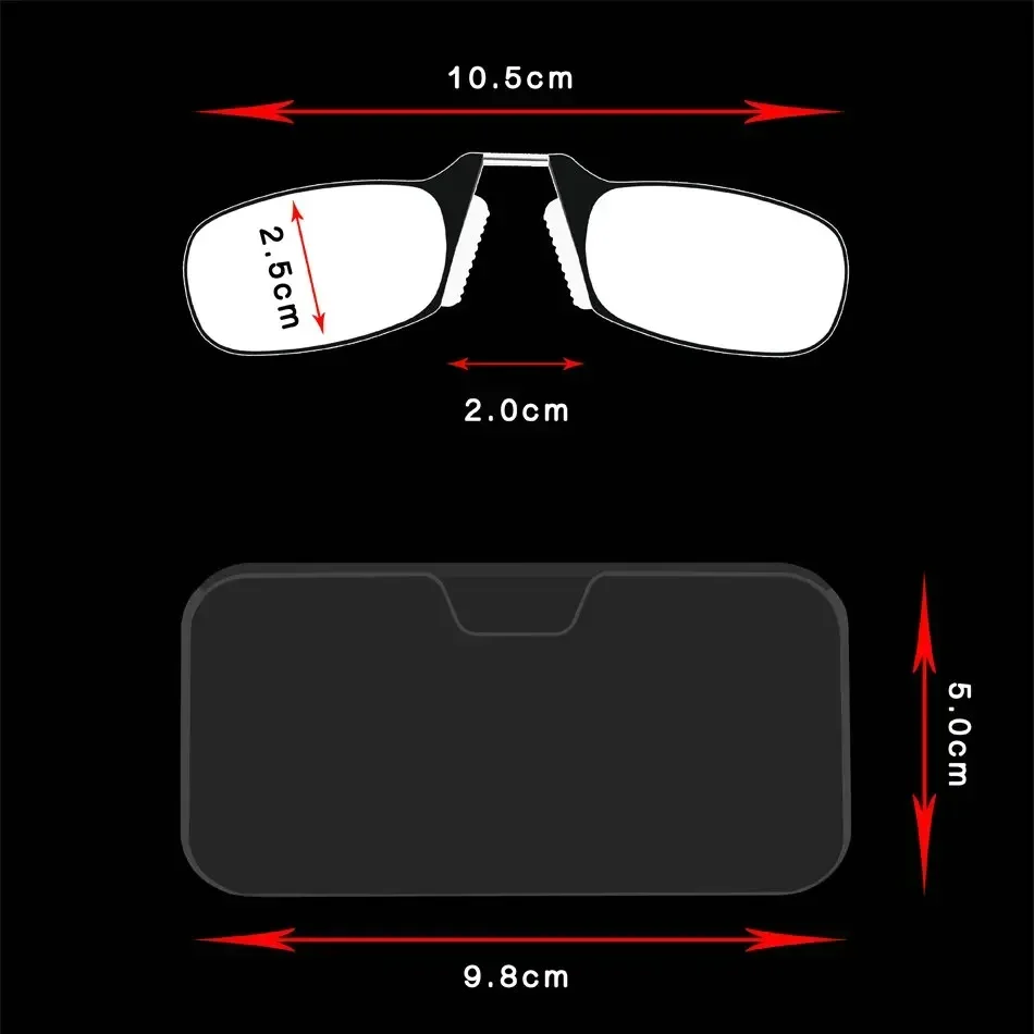 Nose Clip Reading Glasses without temples Men Tr90 Focus Plus Portable Foam Nose Glasses Transparent Eyeglasses in case