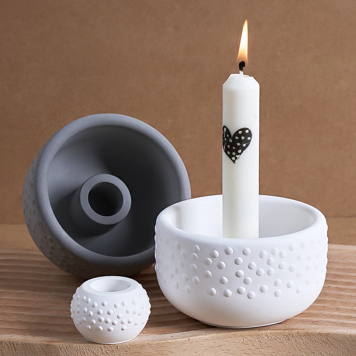 Polka Dot Candle Holder Silicone Mold DIY Round Pattern Plaster Candle Base Storage Bowl Concrete Resin Mold Home Decor Craft