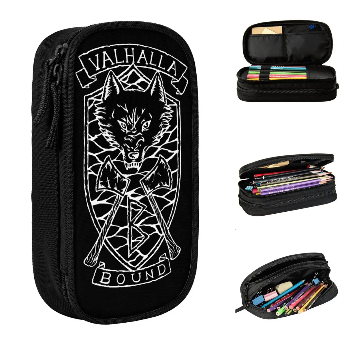 Valhalla Bound Invertido Berserk Lápis Casos, Saco de grande capacidade, Pen Holder para Estudantes, Papelaria Escola, Novo