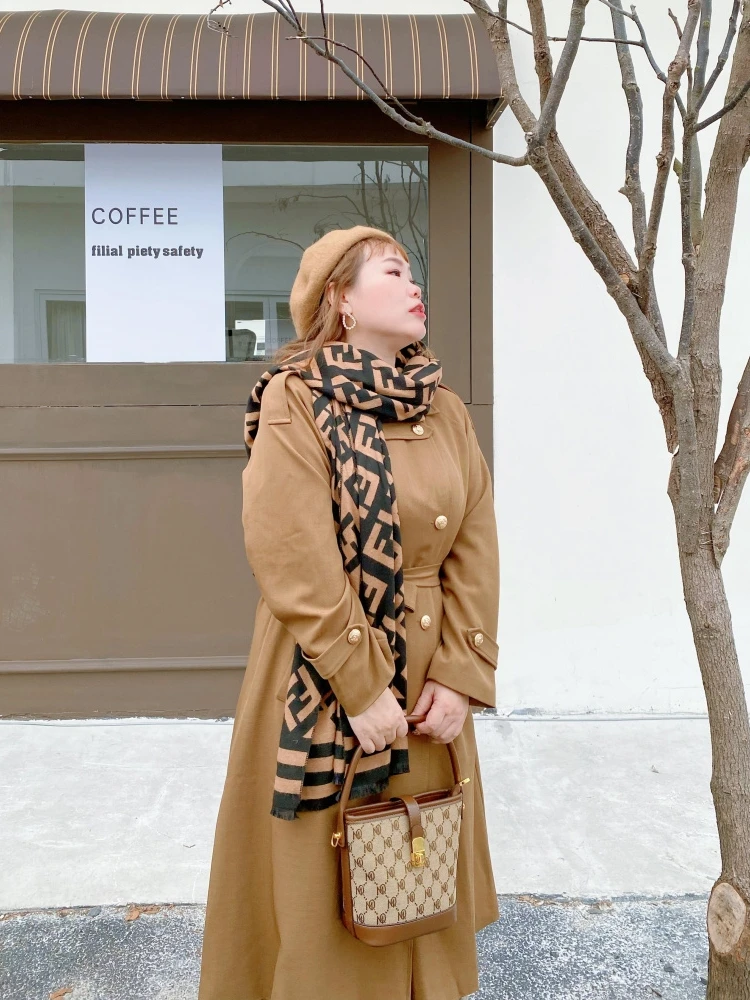 

Пальто двубортное средней длины 2023 для полных женщин, комфортное, из полиэфирного волокна, прямого кроя, удлиненное, верхняя одежда