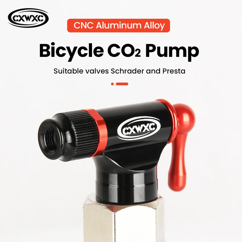 CXWXC Bicycle CO2 Inflator Pump Mini Portable Schrader Presta Adapter MTB Road Bike CO2 Cartridge Pump With Anti-freeze Cover