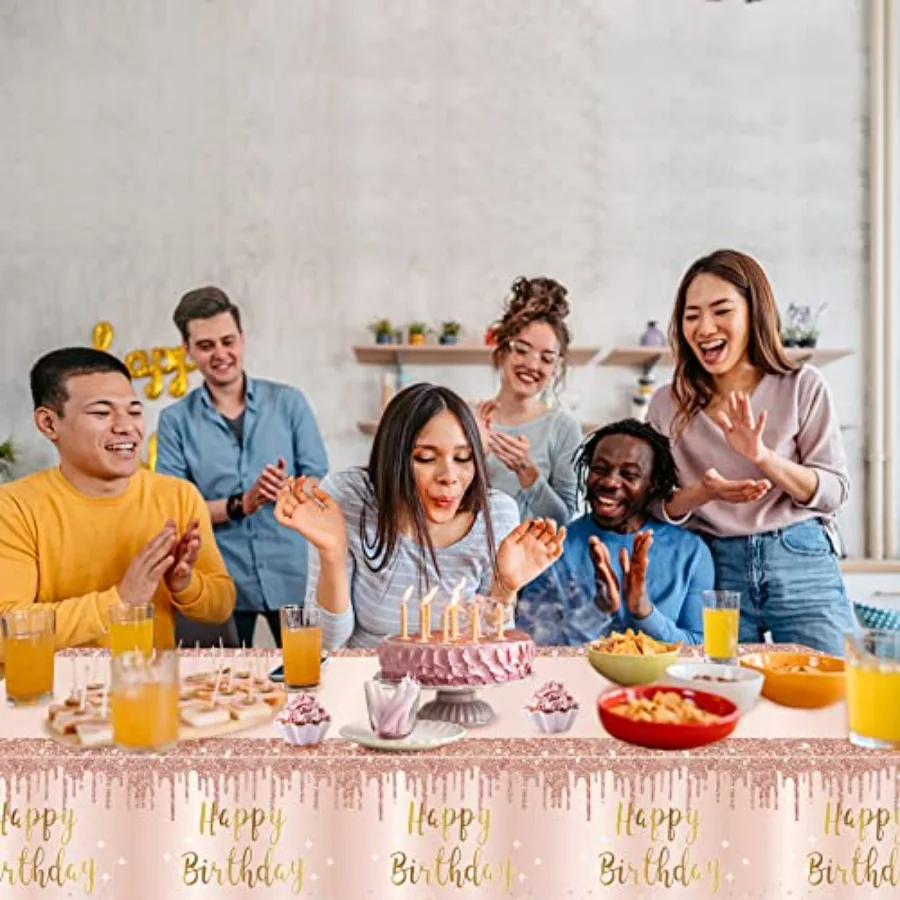 3 pezzi rosa oro rosa decorazioni per tovaglie di buon compleanno per donne copritavolo di buon compleanno forniture per feste 16th 21st 30th 4