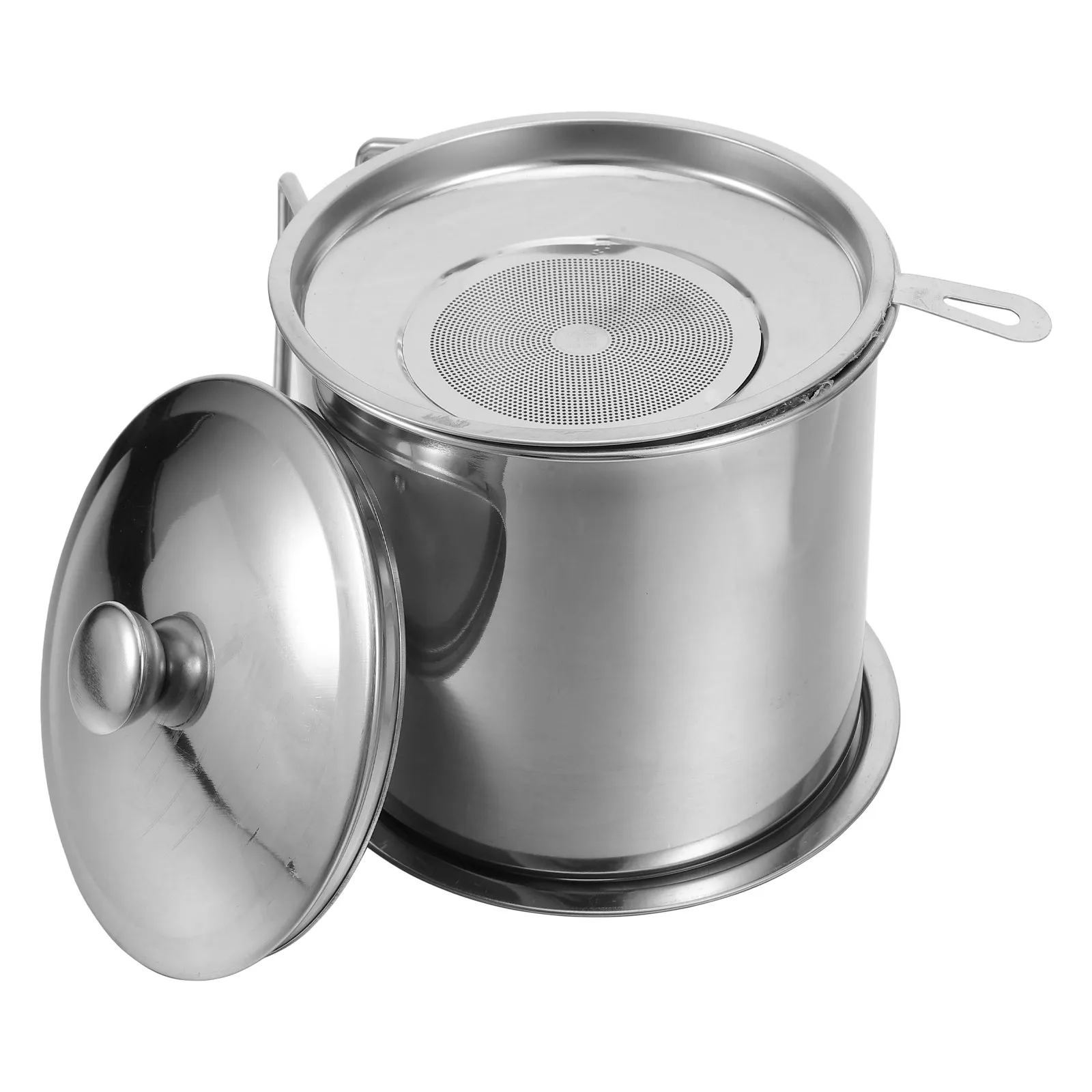 Dispensador de aceite de acero inoxidable de 1.9 L con filtro de malla incorporado y boquilla de fácil vertido para aceite de oliva, vinagre, salsa de soja y aderezos para ensaladas