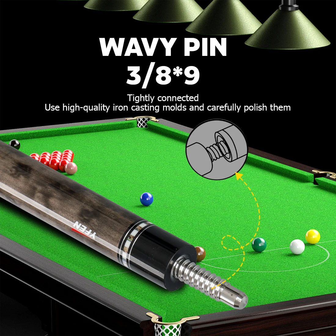 YFEN Carbon Fiber Pool Cue Stick 11.5mm 12.5mm Low Deflection Pool Stick with Rare Wood Butt Balone Shell Inlaid Ring Profession