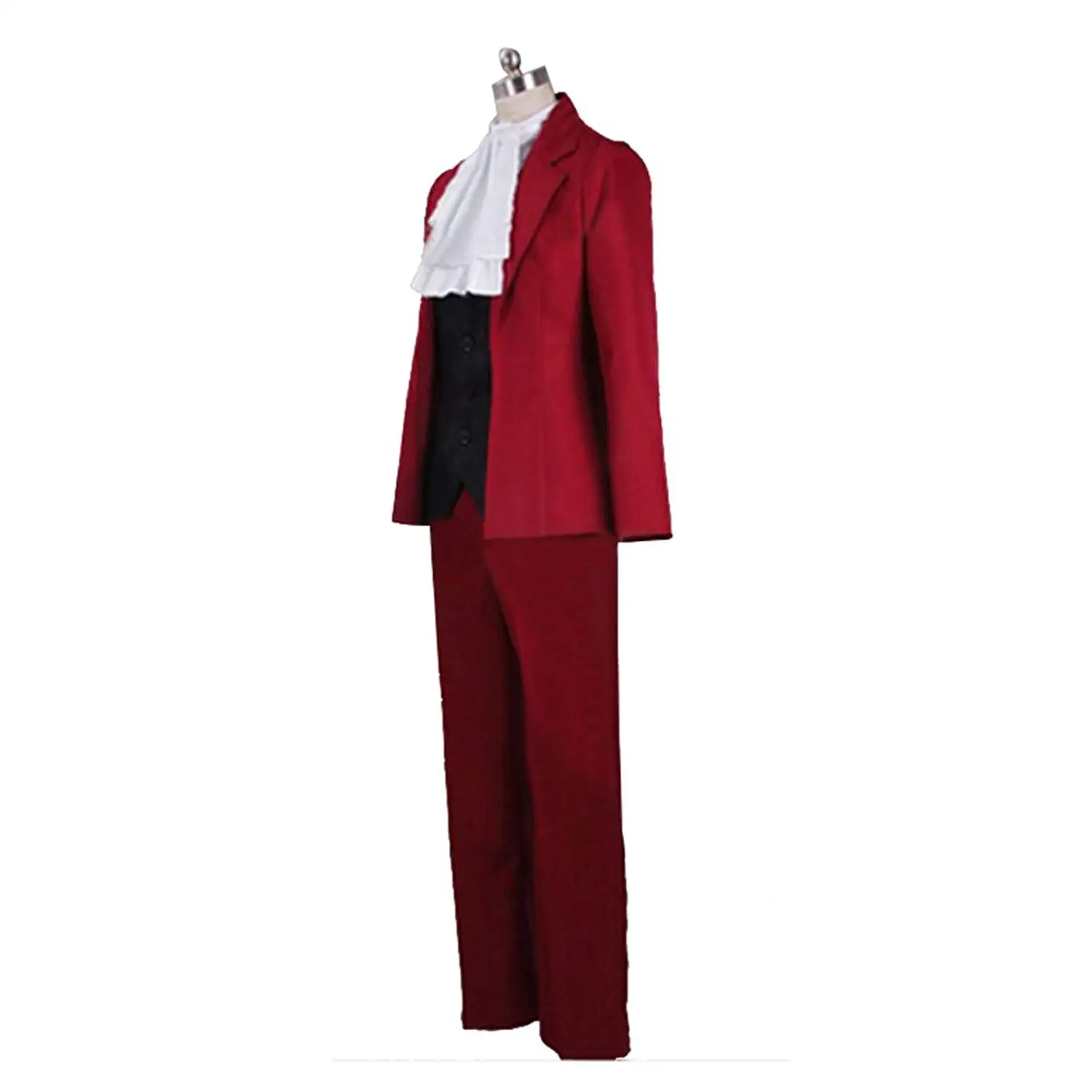 ในสต็อก Ace Attorney Investigations Prosecutor Miles Edgeworth คอสเพลย์อะนิเมะสีแดงชุดสูทชุด
