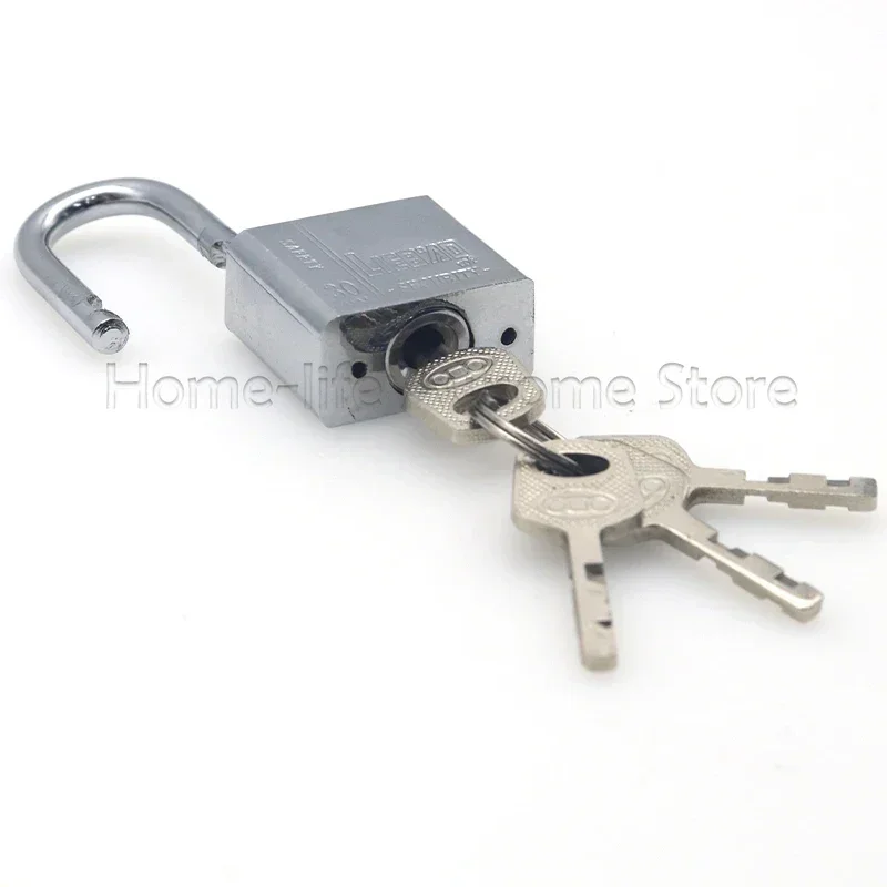 With 4 Keys 30mm Short Beam Padlock Anti-theft Square Blade Iron Lock Cabinet Lock for Mailbox Toolbox Outdoor Yacht Ship