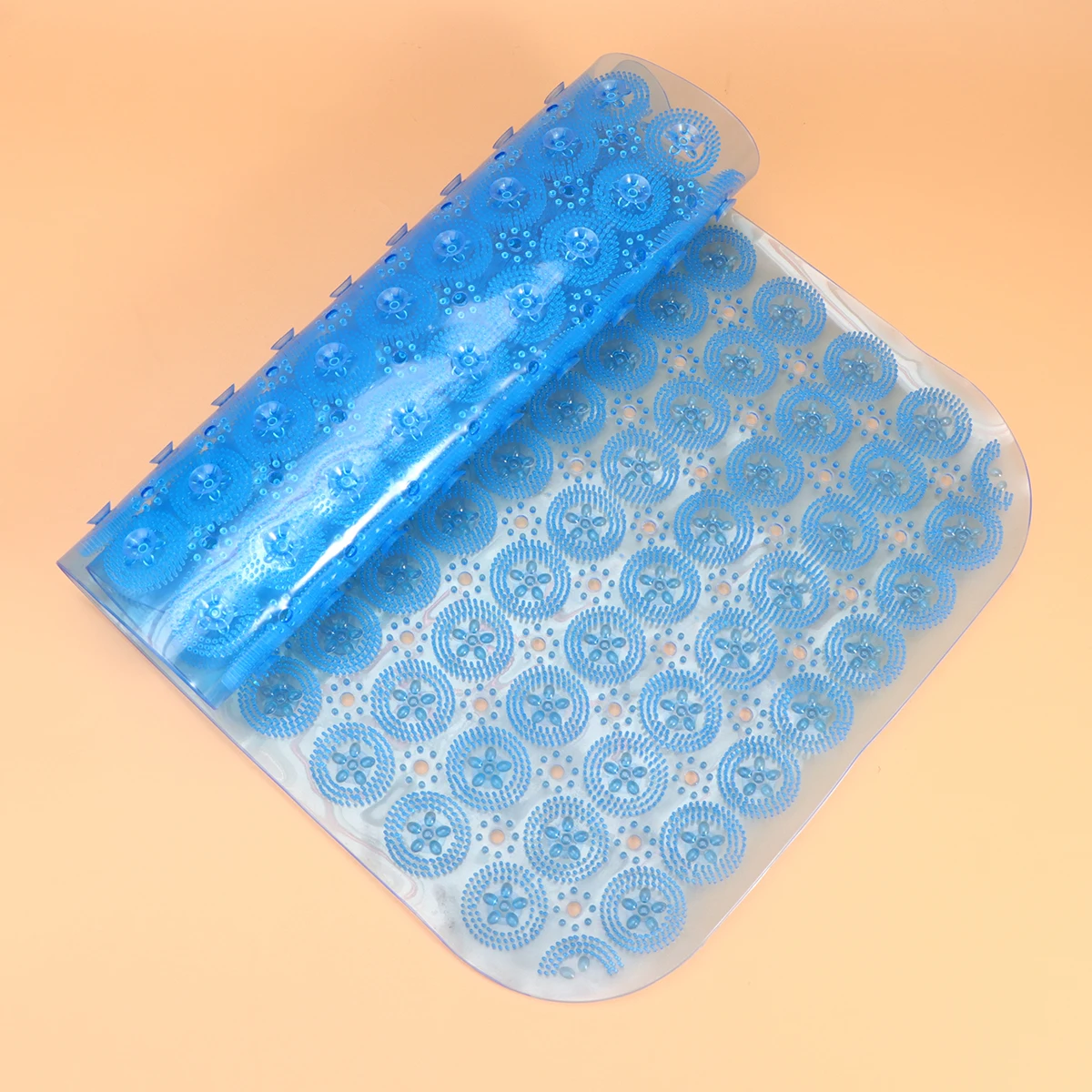 

Non-Slip Bath Mat Pvc Floor Mat For Bathtub Bathroom With Suction Cups Textured Surface Raised Bubbles Water Drainage Holes