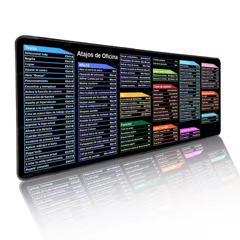 Spanish Office Shortcuts XXL Mouse Pad Large Extended Big Keyboard Mousepad Gaming Desk Mat with Stitched Edge Non-Slip Rubber
