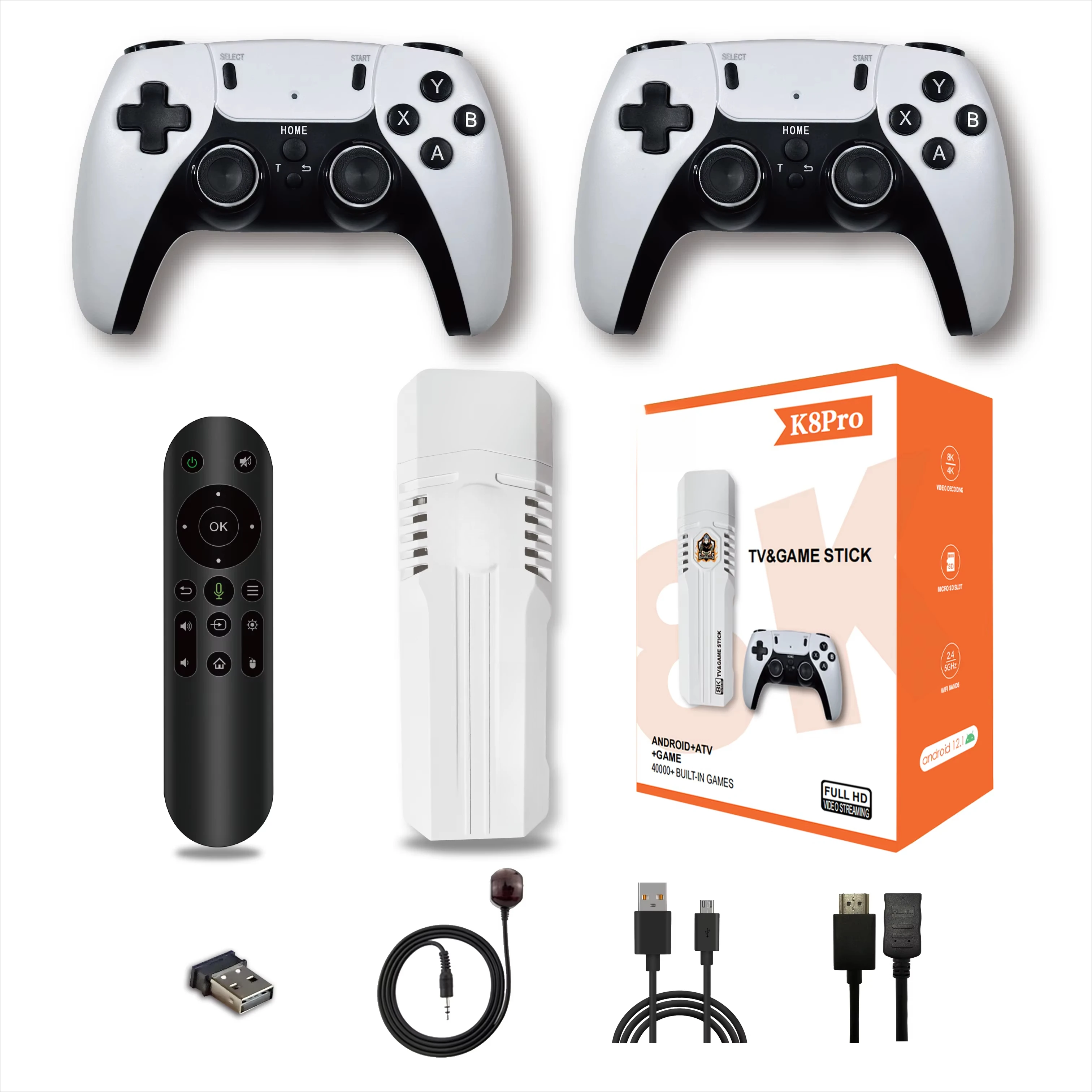 K8 PRO 64GB 40000+ Retro 3D Games Player 2.4GHz Wireless Gamepad 2025 4K HD Home Video Game Consoles TV BOX K8 Pro Game Stick