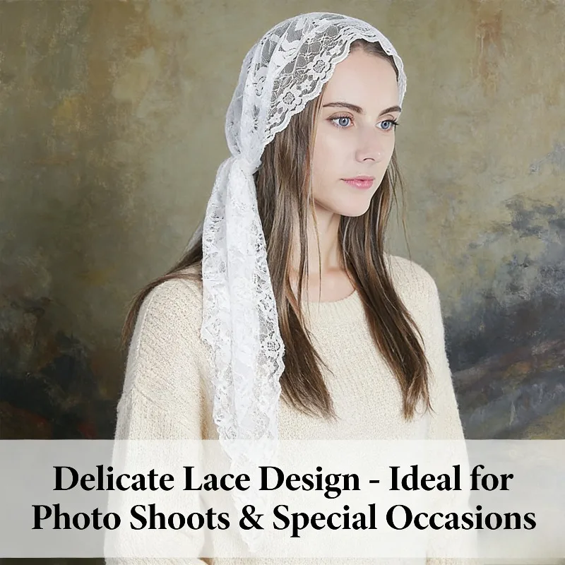 

Белая вуаль-мантилья с кружевной отделкой для невесты, мусульманская церковная вуаль, короткая стильная шаль, вуаль для свадебных аксессуаров