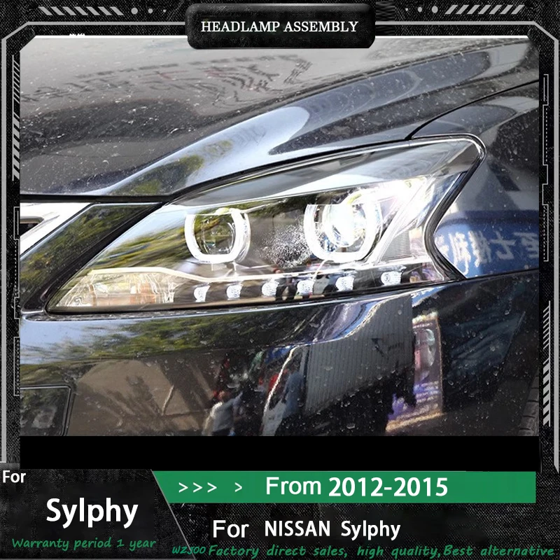 

Фара для Nissan Sylphy, светодиодная фара 2012-2015, фары Sylphy DRL, указатель поворота, дальний свет, линза проектора «ангельский глаз»