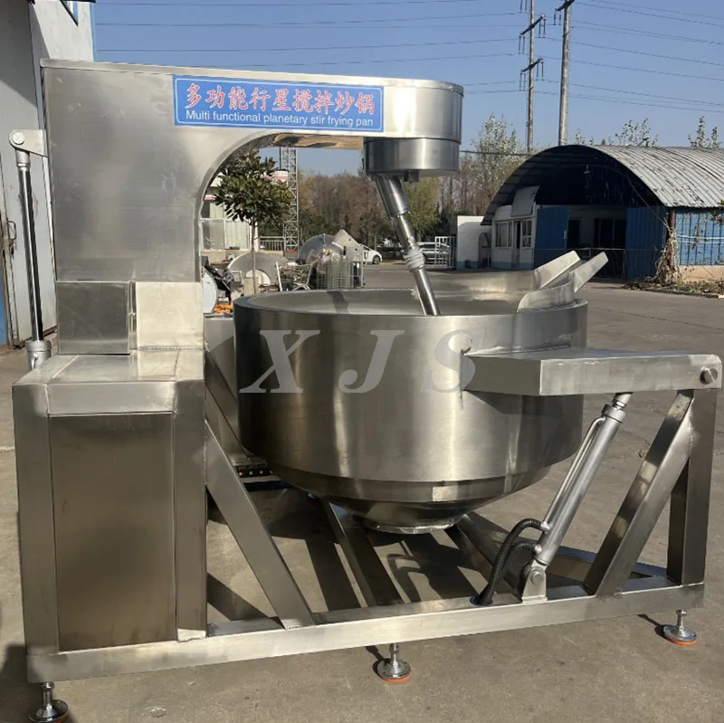 Automatic Tilting Planetary Gas Electric Food Cooking Mixing Machine Sauce Jacketed Kettle Industrial Cooking Pot With Mixer