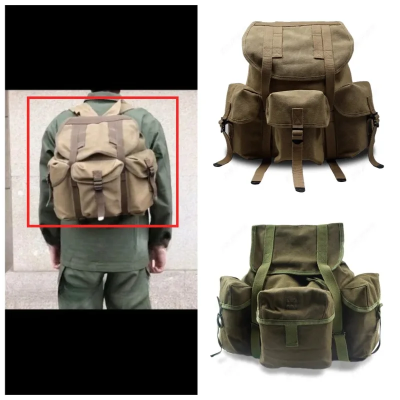 

1PC Khaki Green Vintage WWII American M14 Backpack Running Bag Storage Canvas Outdoor Equipment Tactical Large Capacity Bag