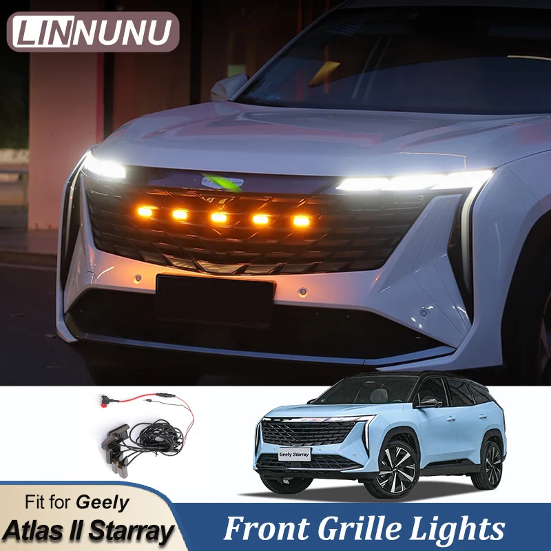 LINNUNU For Geely Atlas II Starray Boyue L Car Front Grille Light LED Daytime Running Light Front Face Grille Light Accessories