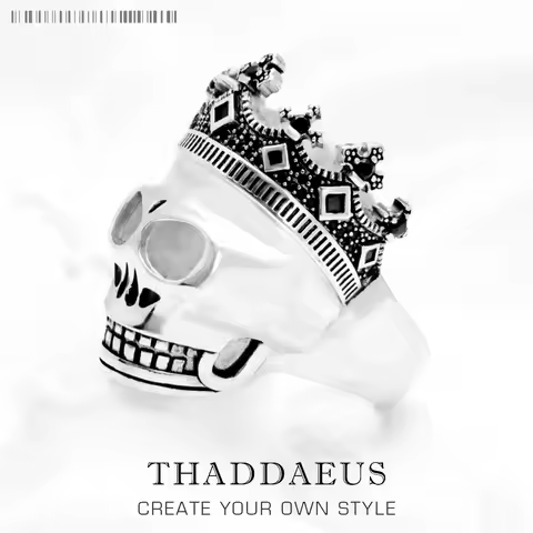 Skull King Signet Ring,Europe Fine Jewerly For Women,2022 Brand New Bohemia Lucky Gift In 925 Sterling Silver