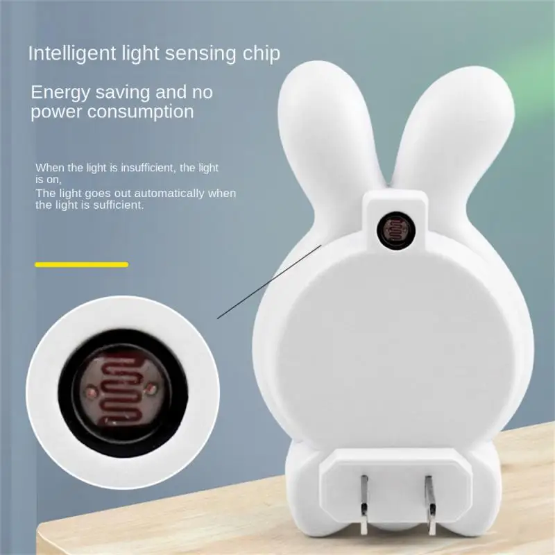 Rabbit LED Night Light for Kids, Sleeping Bunny Lamp, Bedside Wall Lamps, EU e US Socket, Color, Bedroom