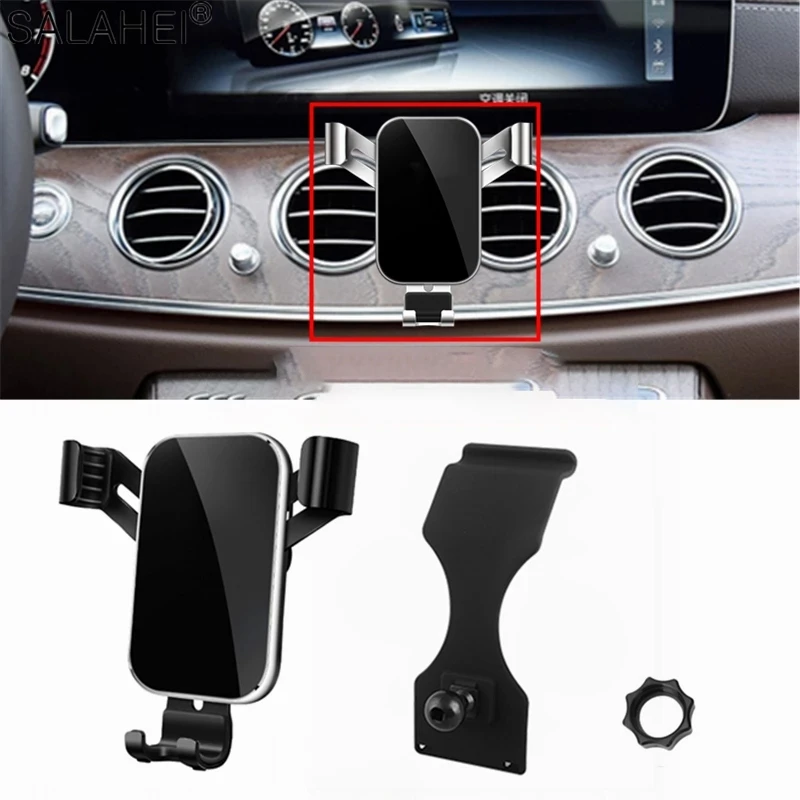 Car Mobile Phone Holder Air Outlet Mobile Phone Navigation Holder for Mercedes-Benz E Class W213 2017 2018 2019 Silver