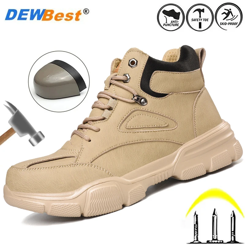 

New men's steel head anti-smash anti-puncture anti-scald wear-resistant high-top safety protection site work shoes