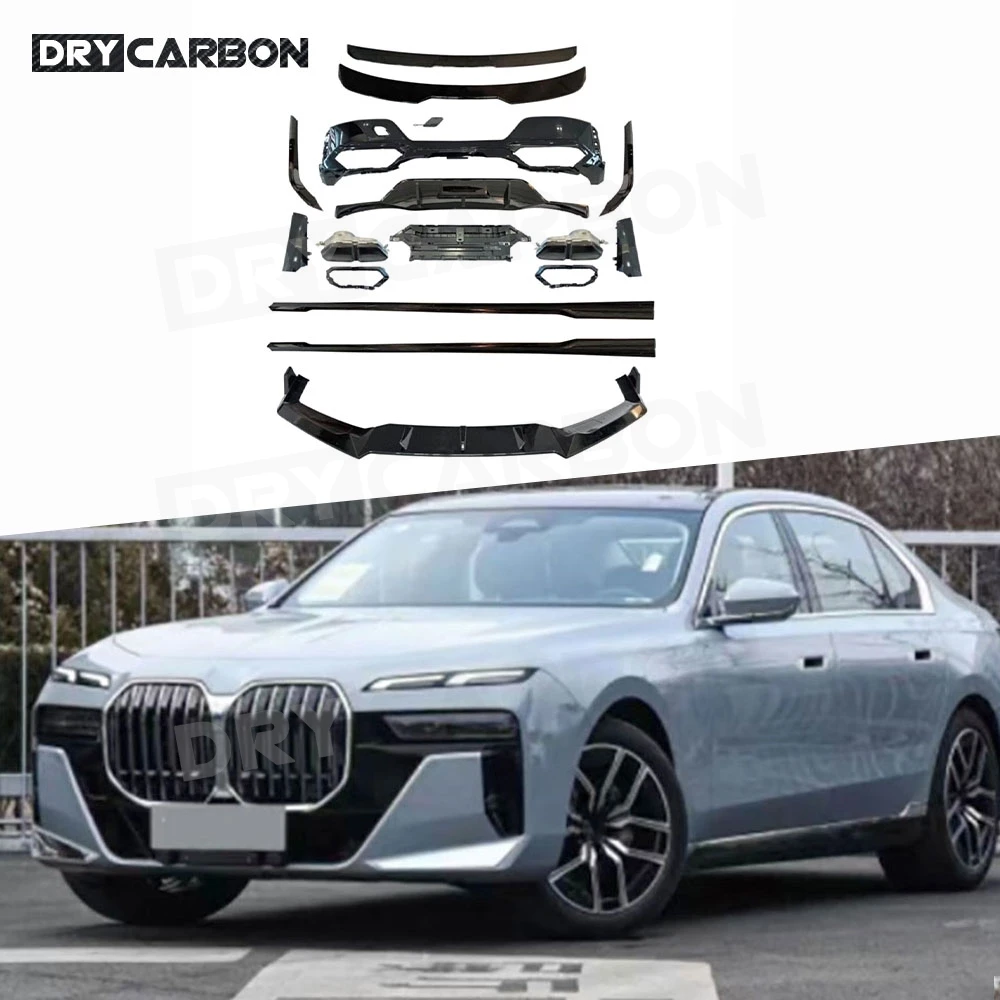 

Для BMW 7 серии G70 Sport 2023 + передний бампер, задний спойлер, крыло багажника, задний диффузор с наконечниками выхлопных газов, боковые юбки, комплекты кузова