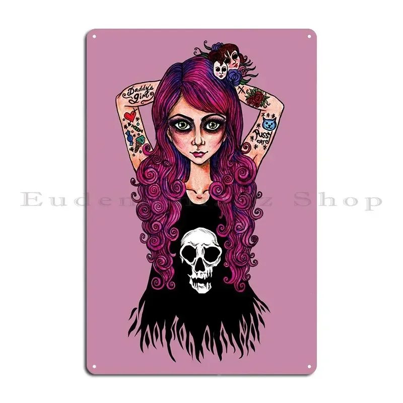 Girls And Skulls Metal Plaque Poster Cinema Customize Sign Print Club Bar Tin Sign Poster