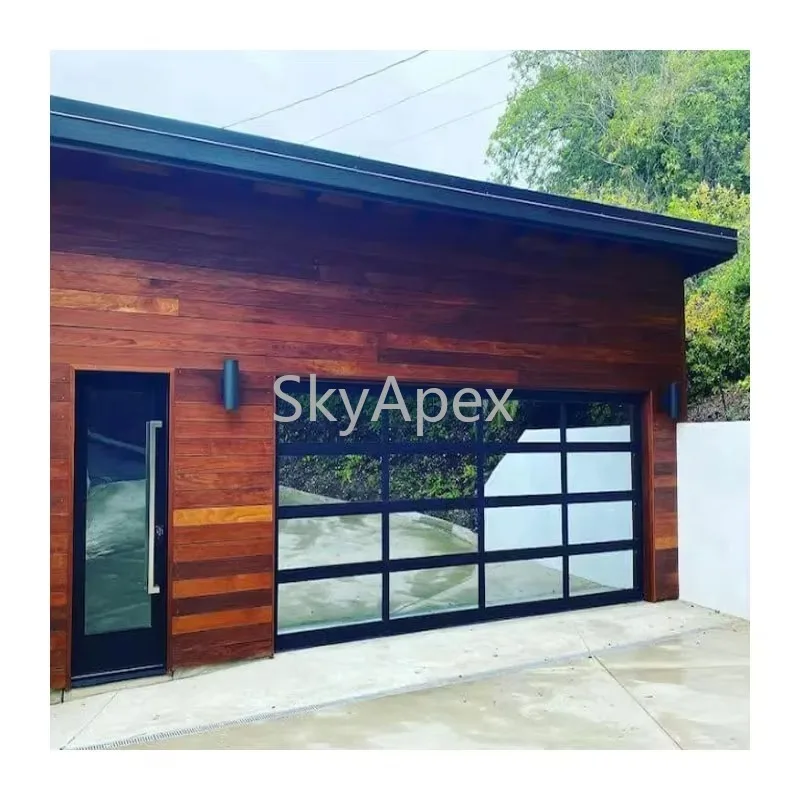 Immagine 4: Porte da garage in vetro a specchio in alluminio componibile automatico Vendita diretta in fabbrica in Cina con motore per porta da garage per uso in villa