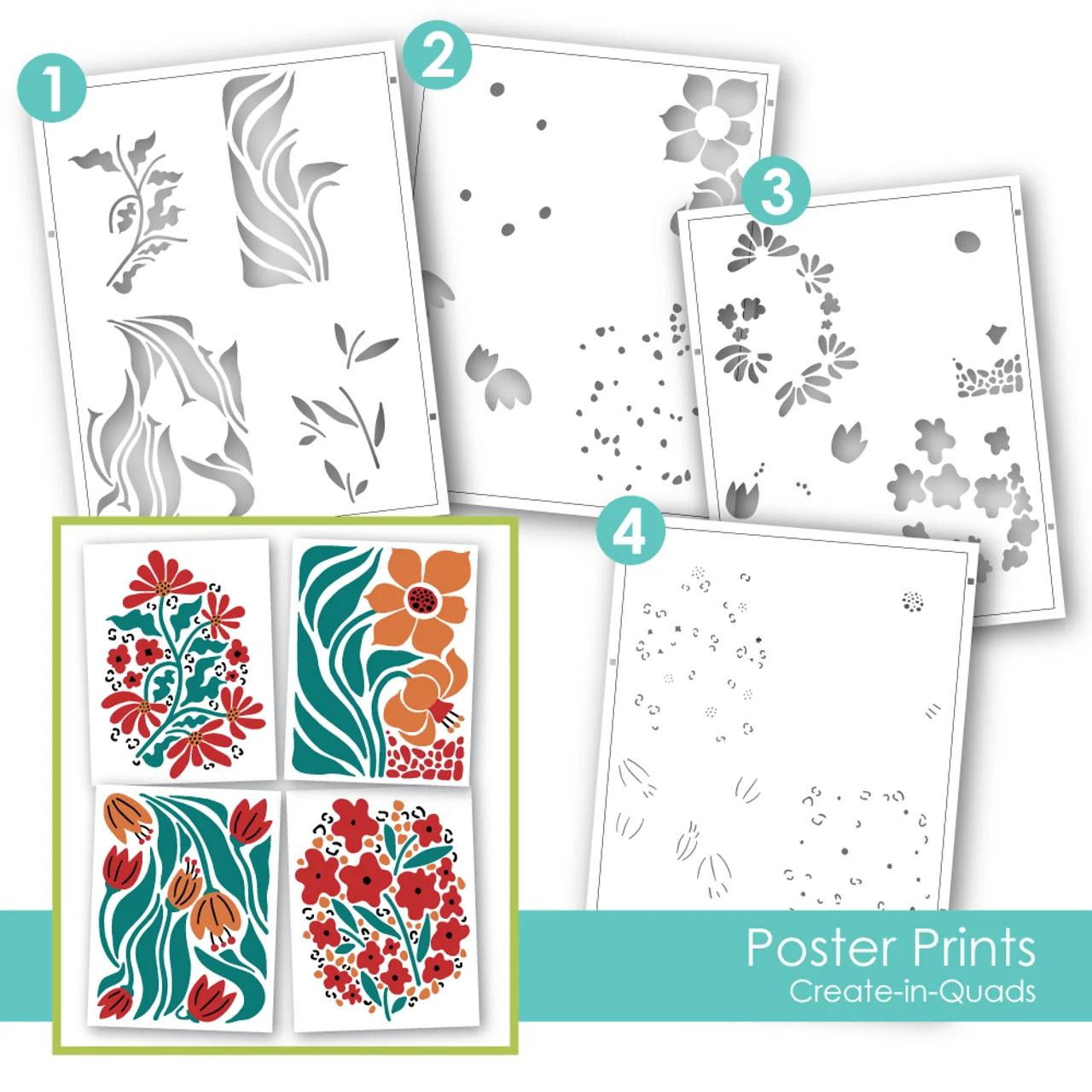 

“Create-in-Quads Layering Stencil - Poster Prints“DIY Scrapbooking Painting Stencils Albums Calendars Holiday Gifts Greeting