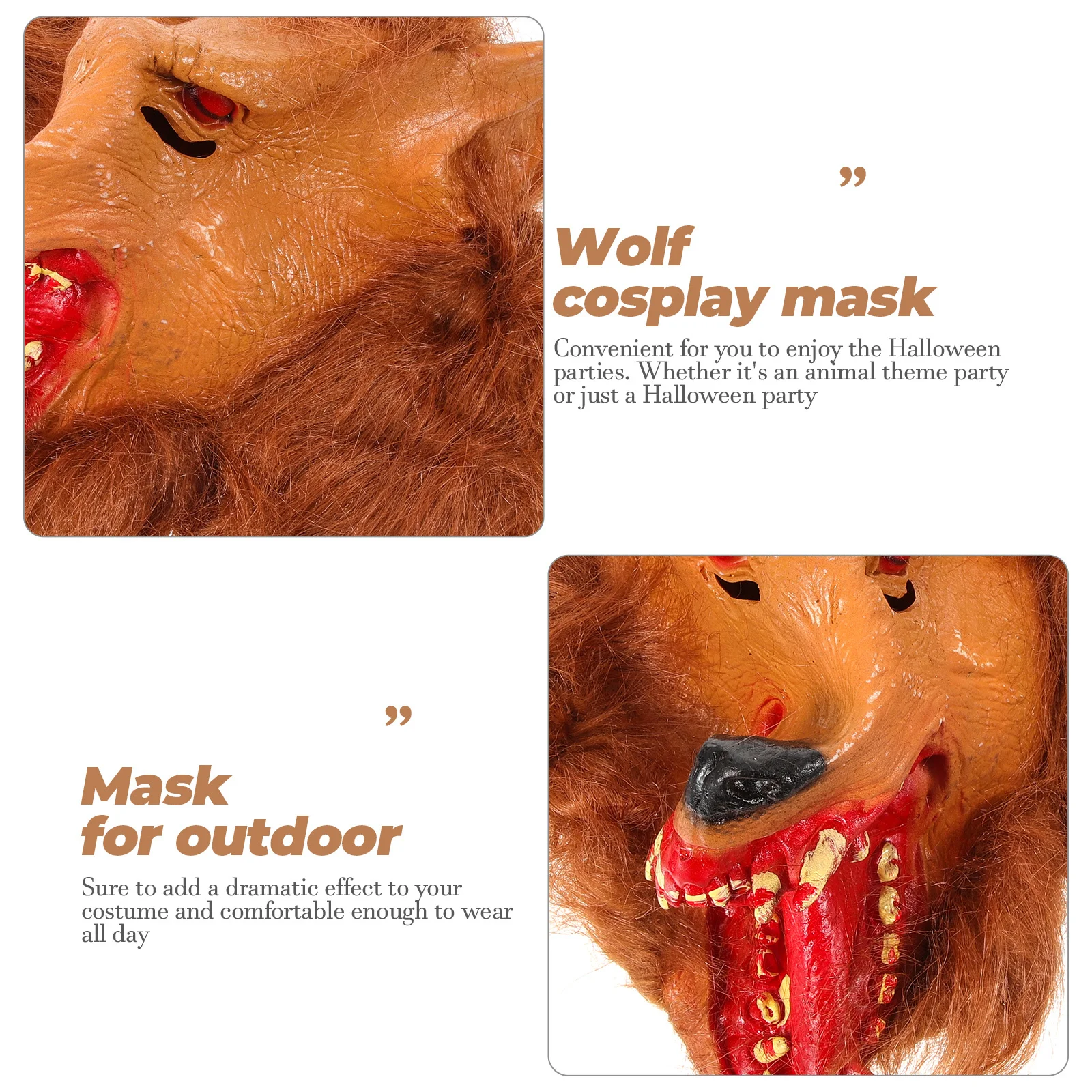 

Wolf Mask Realistic Design Halloween Cosplay Party Accessory Lightweight Comfortable Photo Prop for Carnival Festivals
