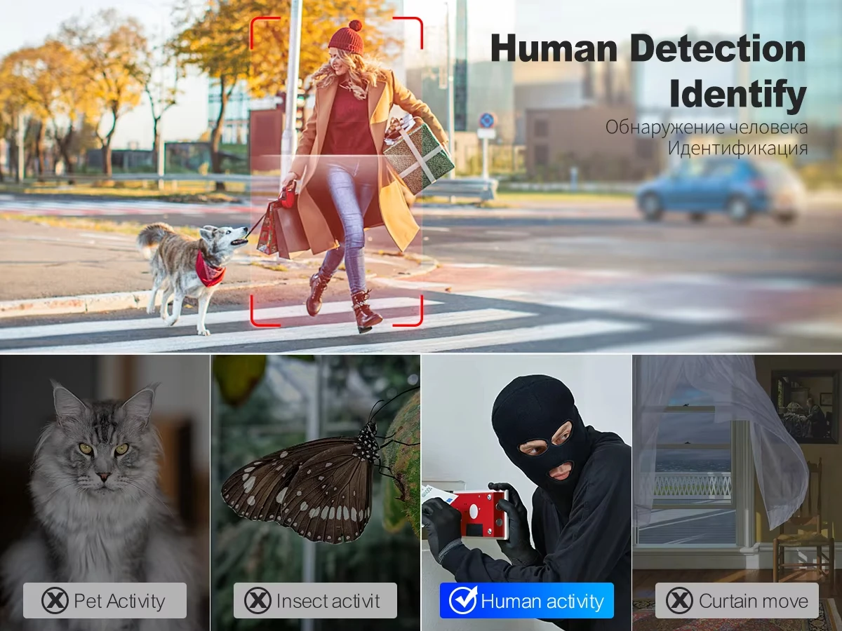 Techage 8MP Kamera Dual Lens PTZ POE IP Kamera 8X Hybrid Zoom Auto Tracking Bunte Nachtsicht für Sicherheit Überwachung Set