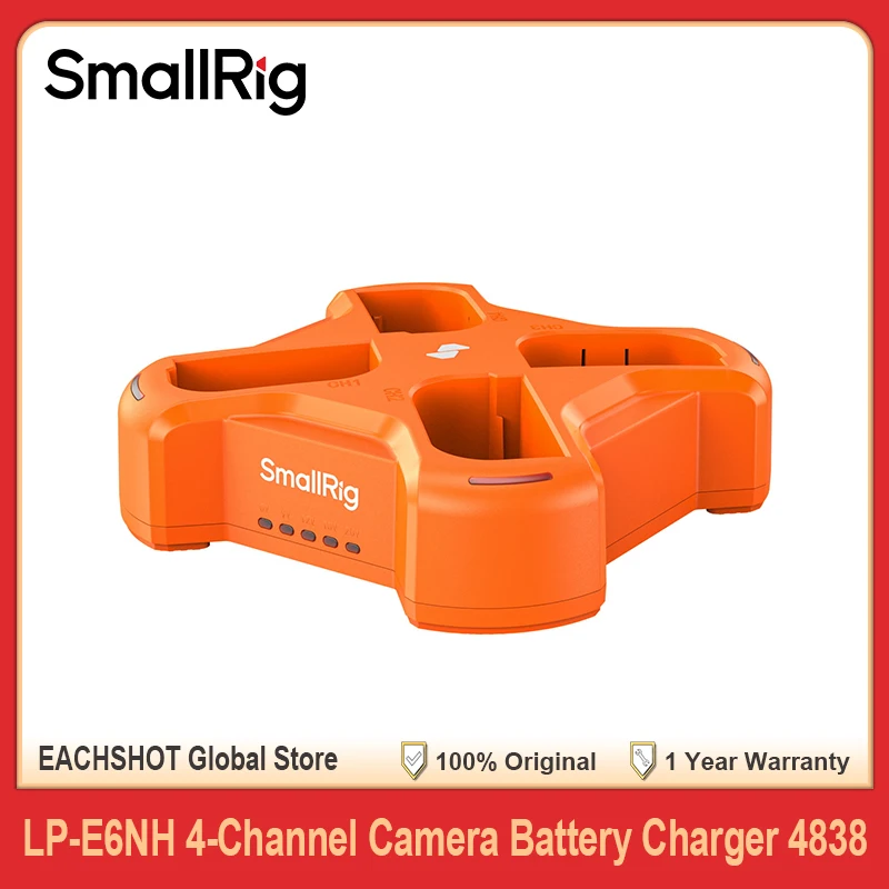 Smallrig LP-E6NH Carregador de bateria de câmera de 4 canais PD 60W Indicador LED de carga rápida para Canon R6 Mark II III 5D R5 6
