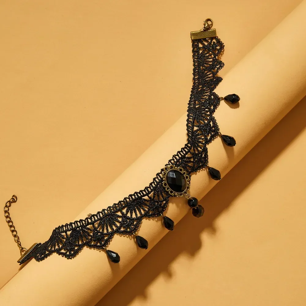 DELYSIA KING Vintage black necklack gothic personality crystal Lace Necklace clavicle chain