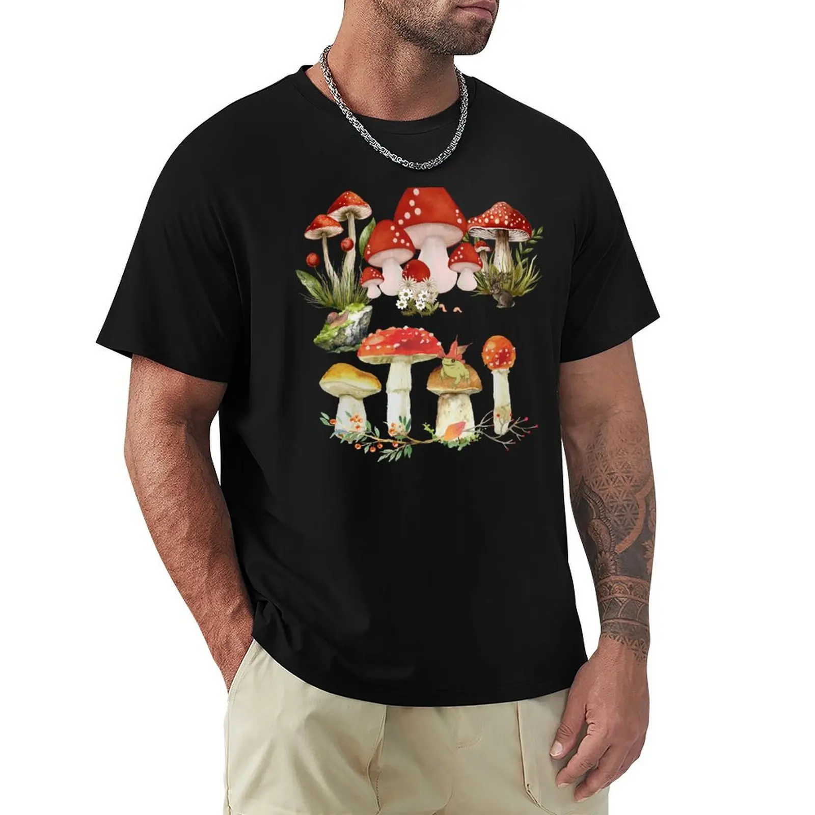 

The Land of Mushrooms. T-Shirt boys whites cotton man t-shirts t shirt men 100℅ cotton