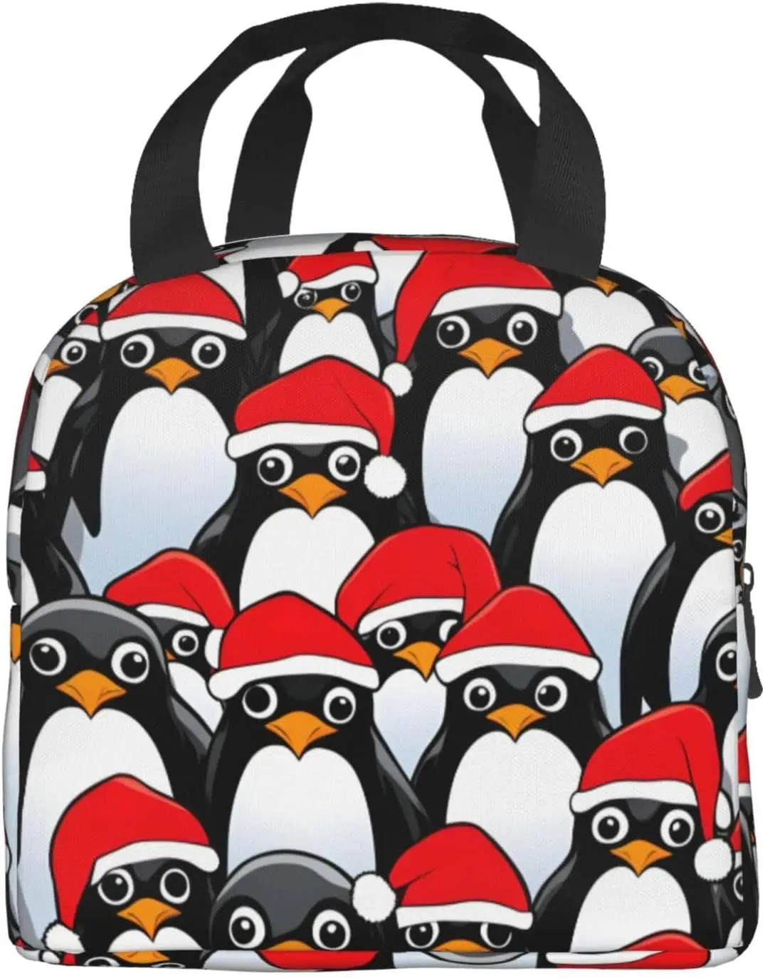 حقيبة غداء معزولة مطبوعة على شكل بطاريق عيد الميلاد، صندوق غداء قابل لإعادة الاستخدام مع جيب أمامي للعمل والنزهات والمكتب والسفر على الشاطئ #3
