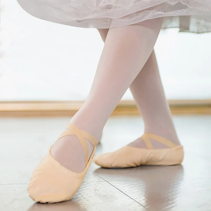 여아용 스플릿 솔 플랫 댄스 슈즈, 유아 및 어린이 발레화, 체조 댄스, 크로스 탄성 밴드 및 내구성 풀 솔