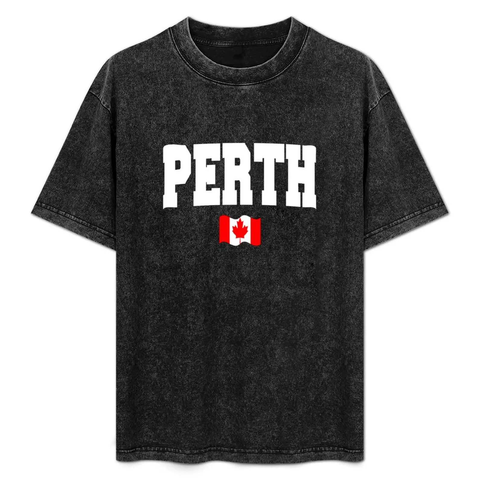 Perth with Canadian flag T-Shirt Art Pattern Printed Casual Top