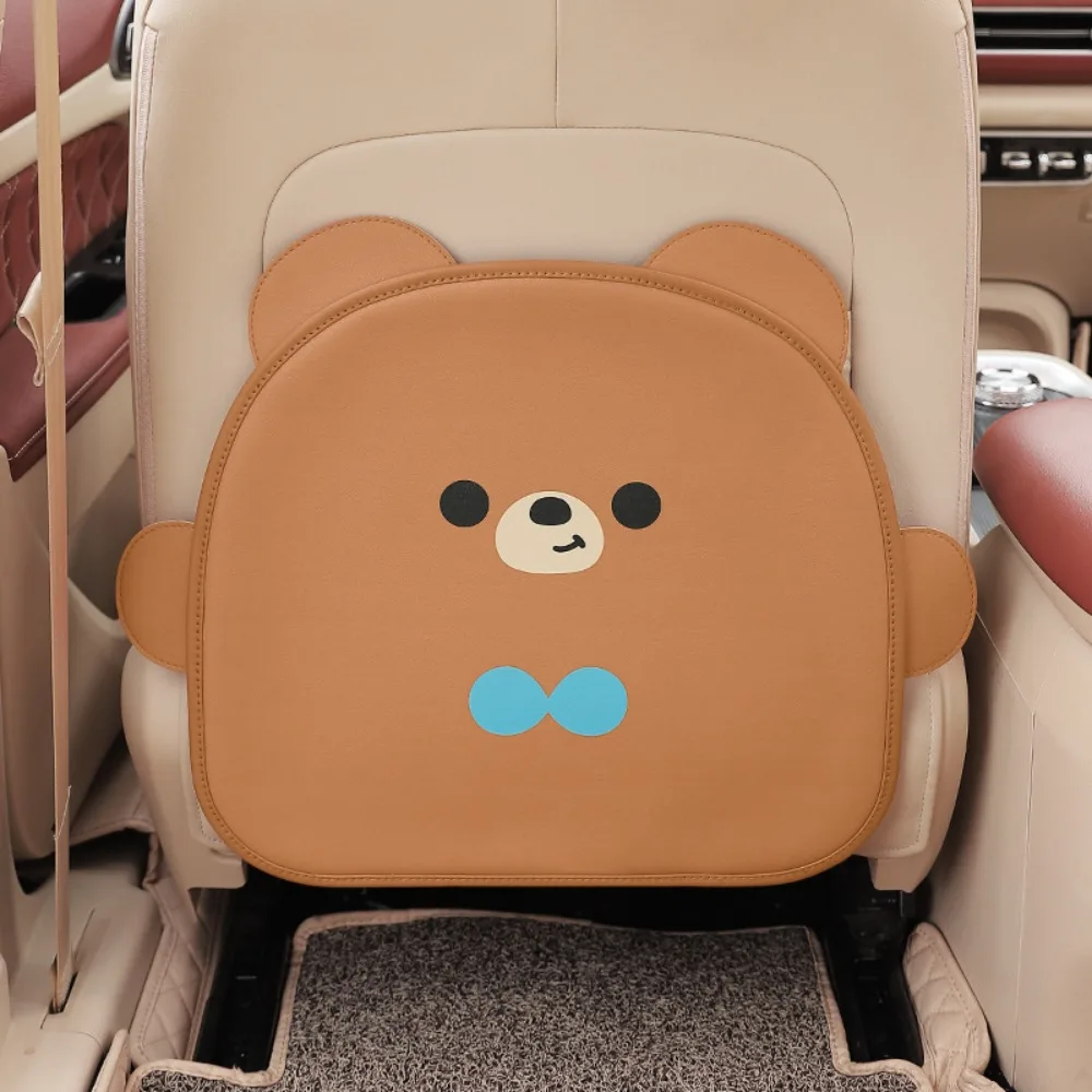 Waterproof Anti-Child-Kick Pad Cartoon Design Leather Protective Auto Anti Kick Mat With Bag Anti Dirty Cushion