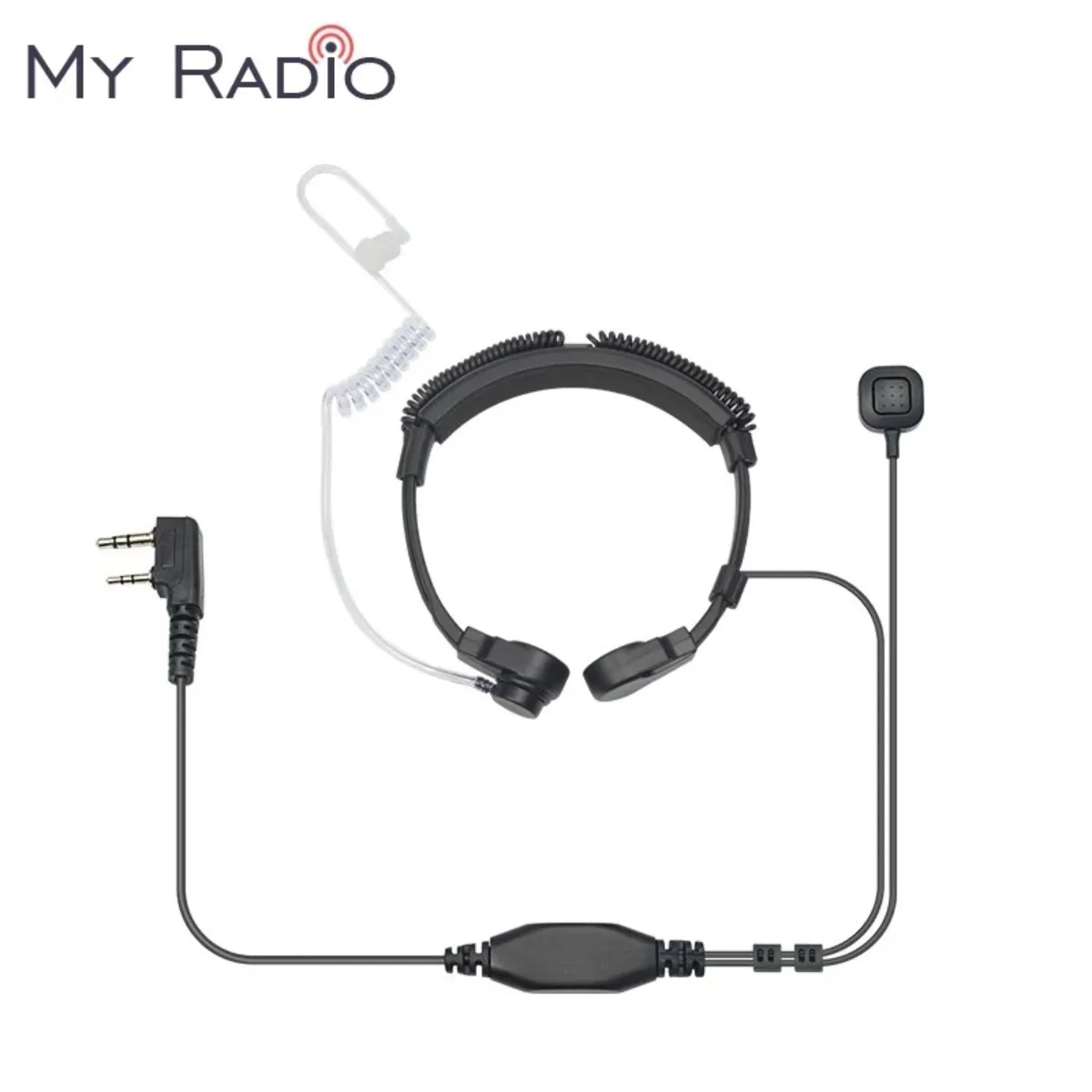 2 Pin Covert Acoustic Tube Earpiece Adjustable Throat Mic & Finger PTT Key for Baofeng UV5R Kenwood WOUXUN Radio Headset