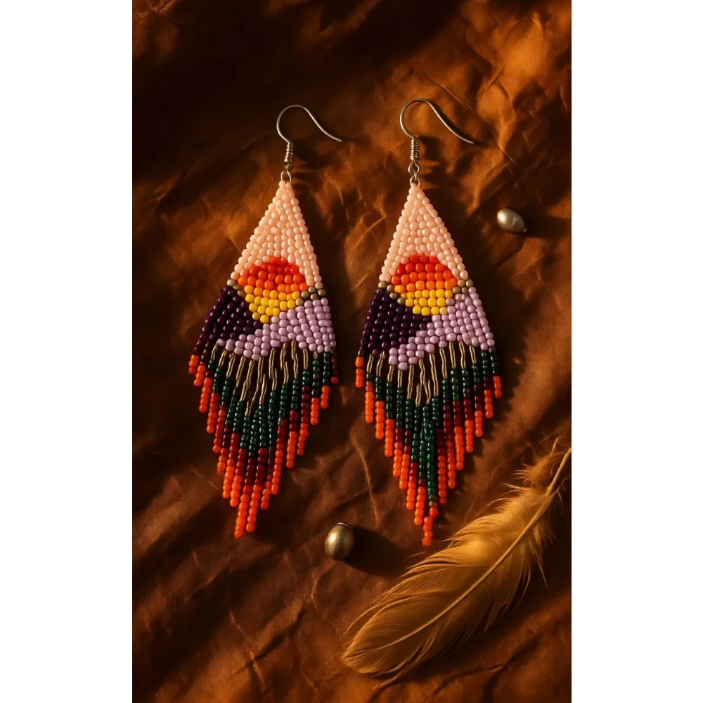

Богемные длинные серьги-кисточки с бисером ручной работы, эффектные, с бахромой, для женщин