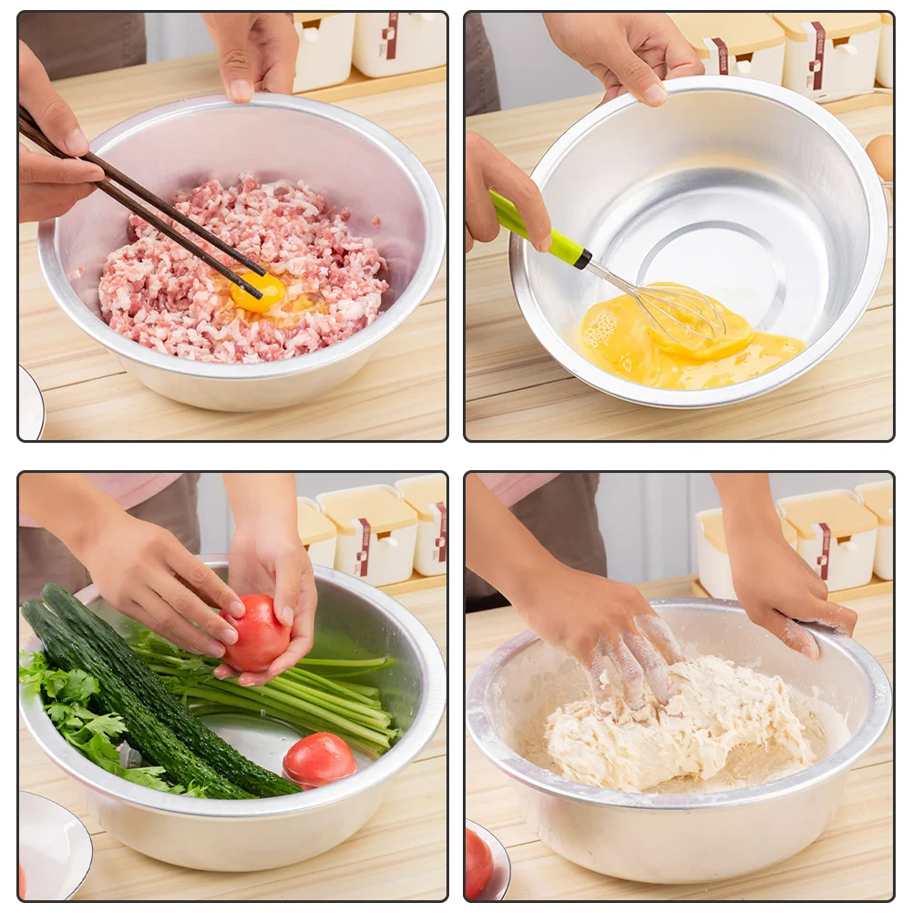 Thick Aluminum Basin Household Vegetable Washing Basin Flat Bottom Basin Kitchen Accessory Sandwich Press Grill