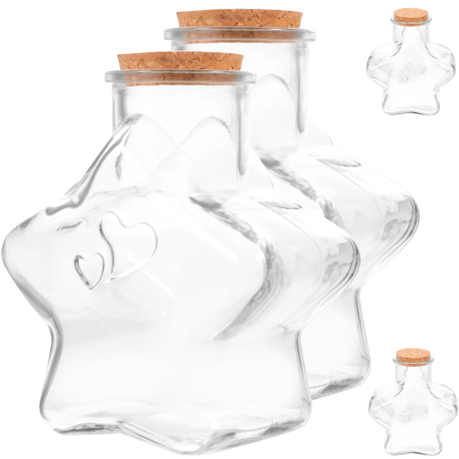 4Pcs Glass Bottles with Cork Plug High Transparency Smooth Surface for DIY Decoration Message Sand Sample Bottles Wedding Party