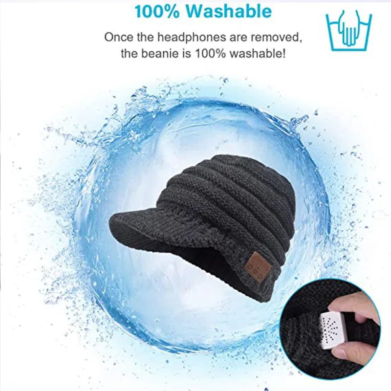 Outdoor Sports Bluetooth 5.0 Earphone Music Hat Wireless Headphone Fashion Warm Cap Stereo Headset With Mic for Handsfree