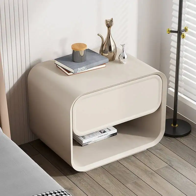 

Paint Simple Side Modern Bedroom Cabinet Nightstands Luxury Creative Minimalist INS Cream Style Storage Cabinet Furniture WKNS